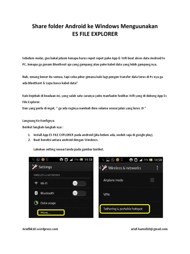 Tutorial Share Folder Android PC (ES FILE EXPLORER) | PDF | Karier ...