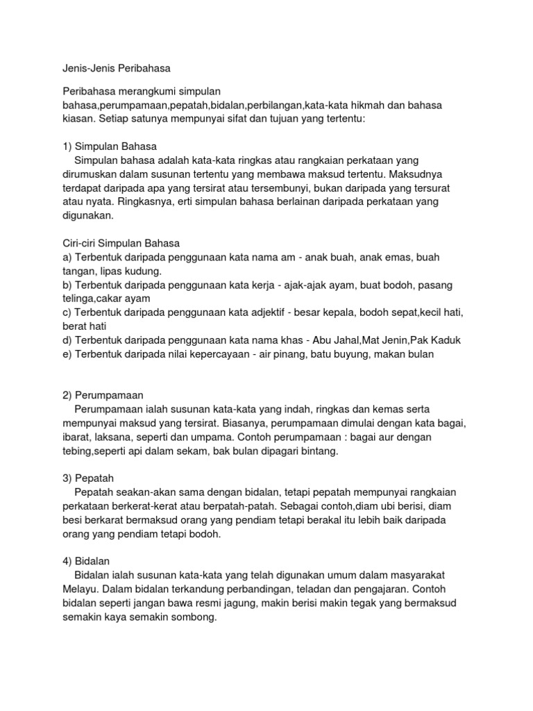 Jenis Peribahasa Pdf