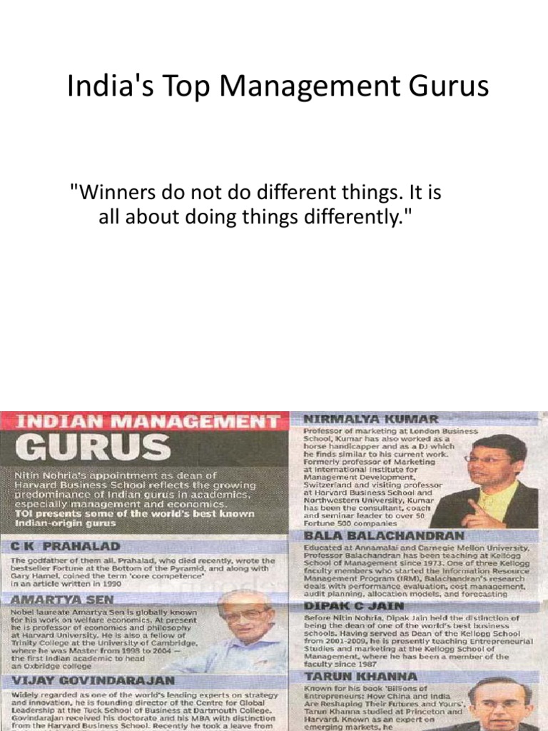 India's Leading Management Gurus | PDF | Business | Business (General)