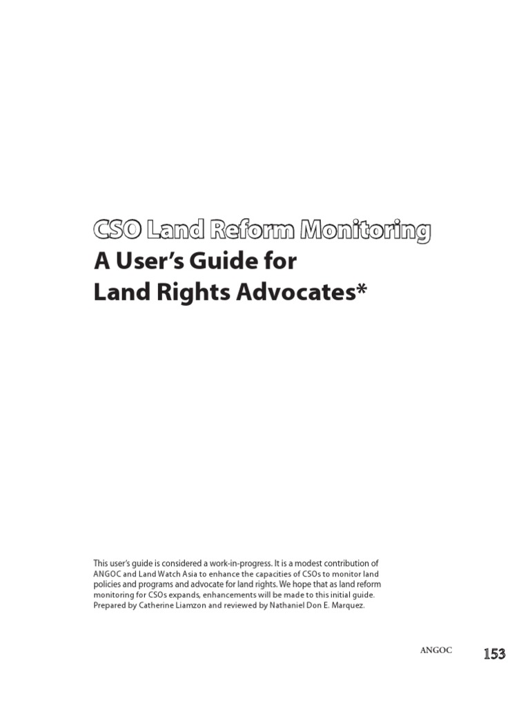 CSO Guide to Land Reform Monitoring | PDF | Land Reform | Non ...