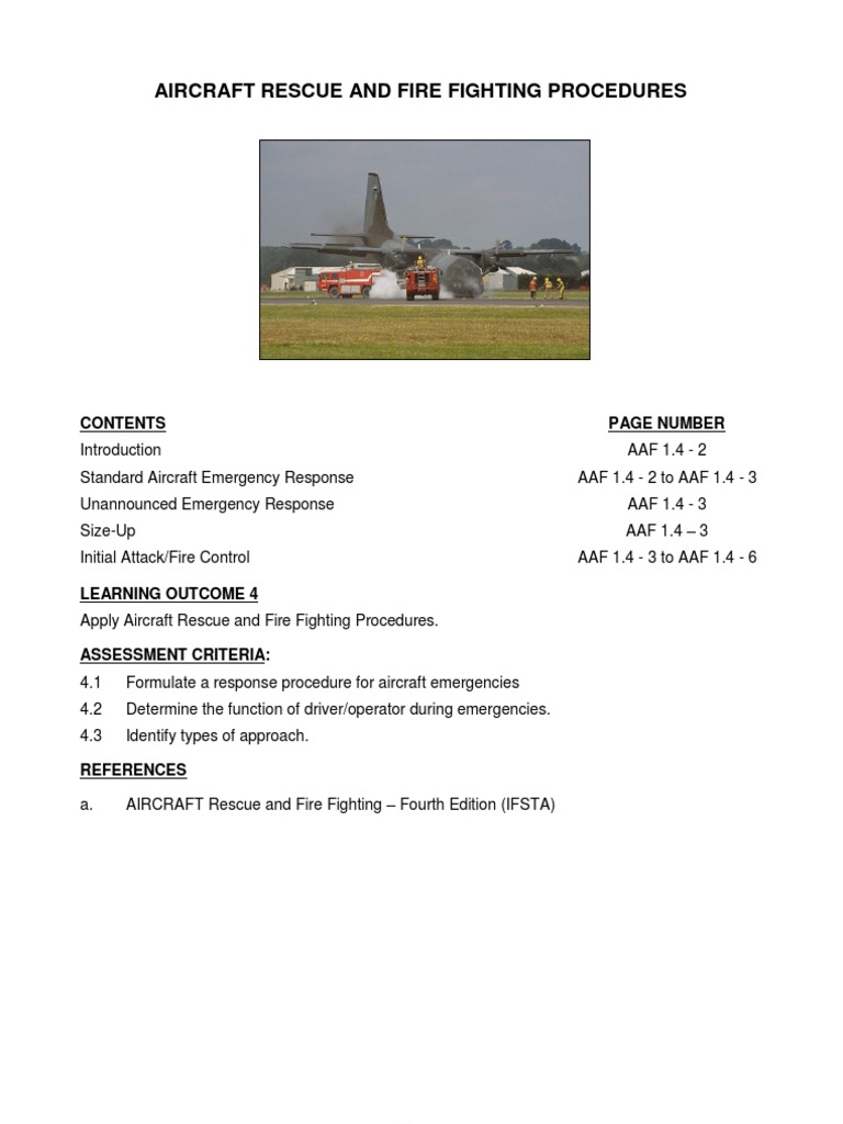 Aircraft Rescue and Fire Fighting Procedures | PDF | Firefighting ...