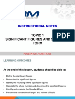 Topic 1: Significant Figures and Standard Form