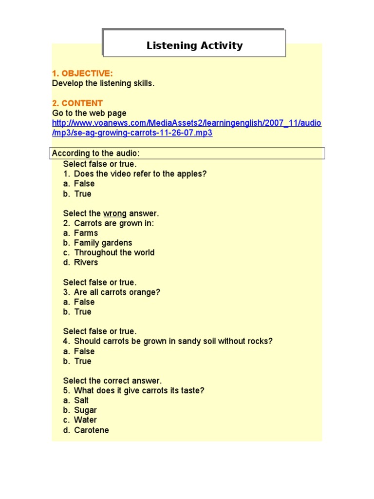 Listening Activity | PDF