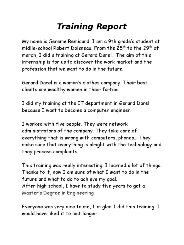 Training Report: Master's Degree in Engineering | PDF | Career & Growth