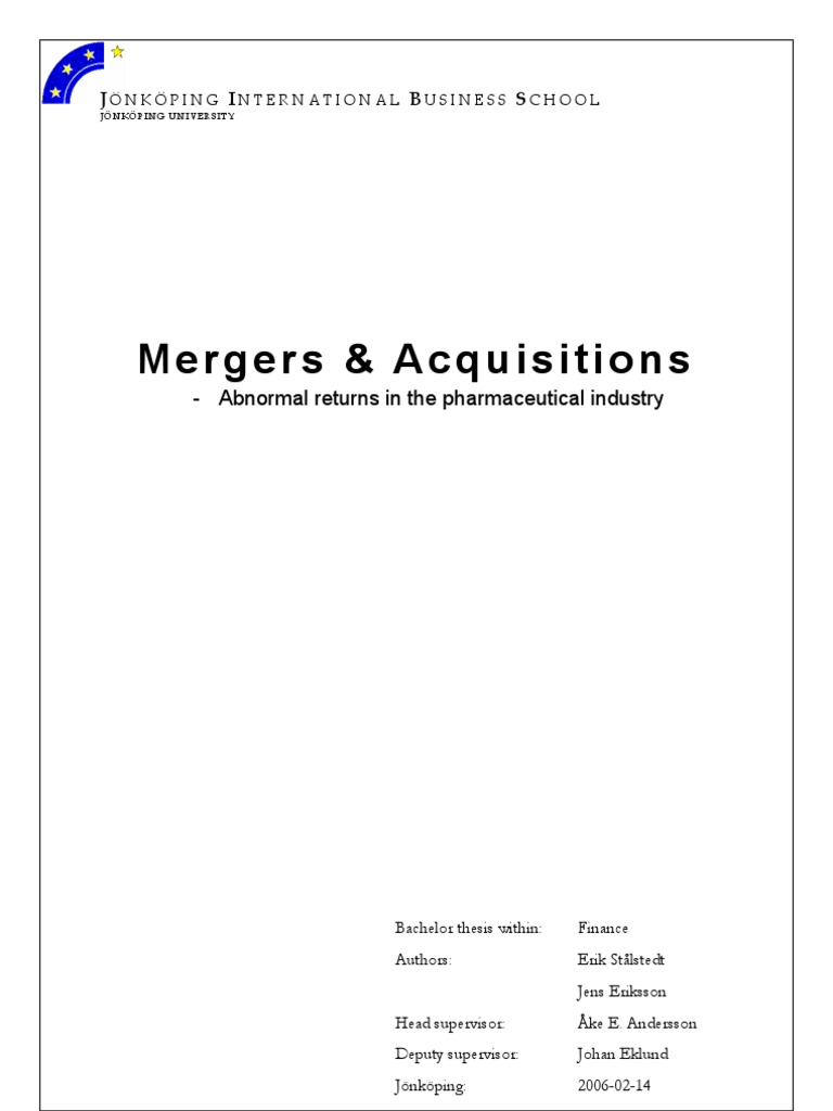 Abnormal Returns in The Pharmaceutical - M | PDF | Mergers And ...