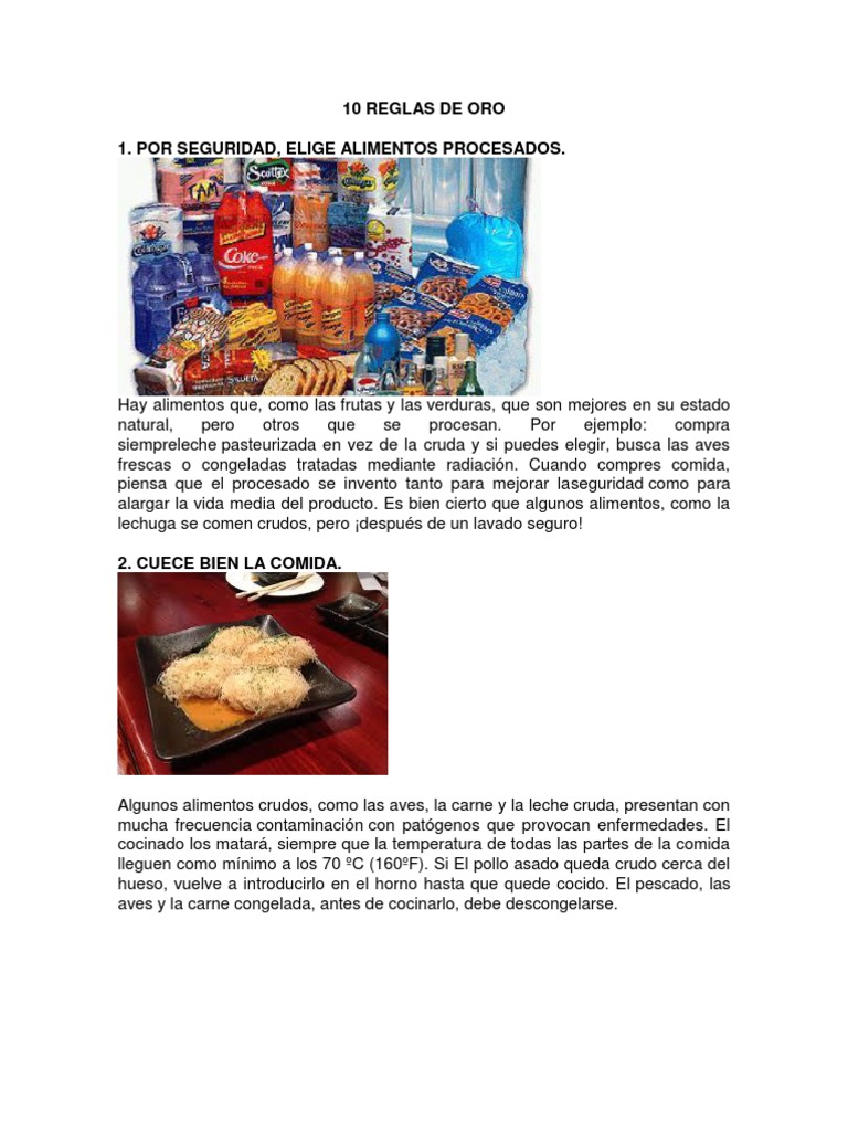 10 Reglas de Oro para la Seguridad Alimentaria | PDF | Amamantamiento ...