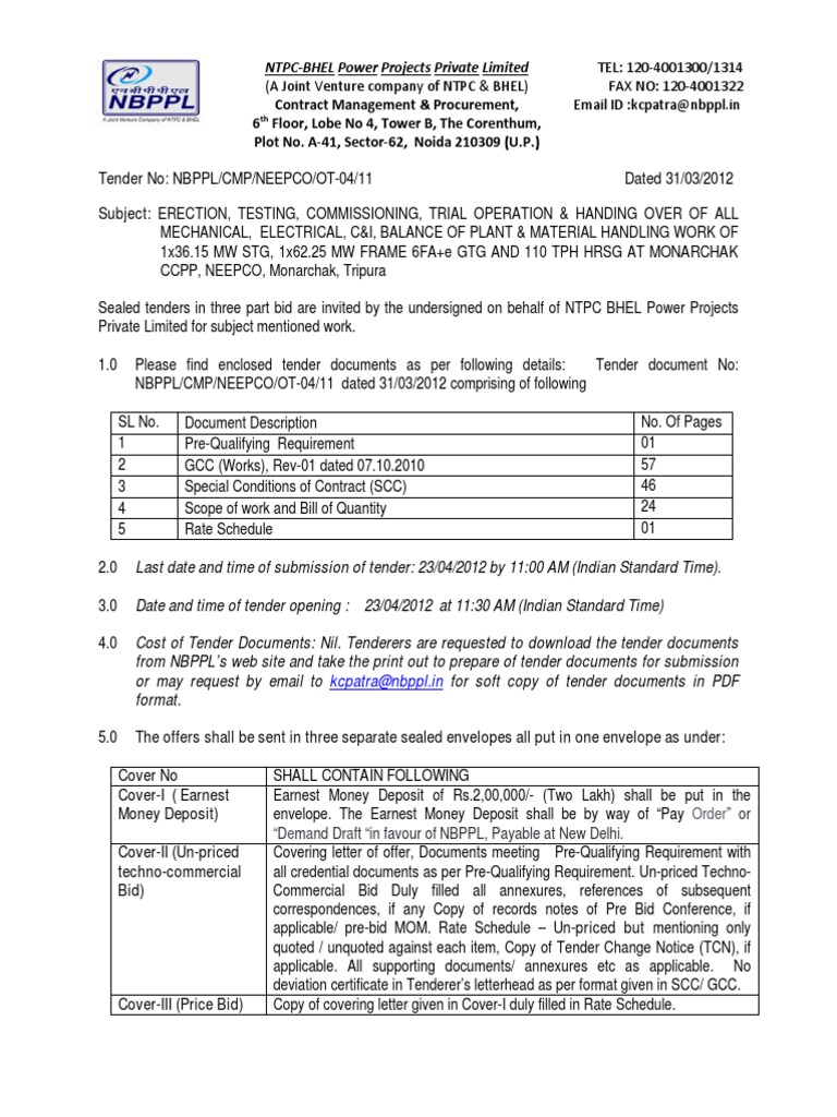 Erection, Testing, Commissioning, Trial Operation | Specification (Technical Standard) | Payments
