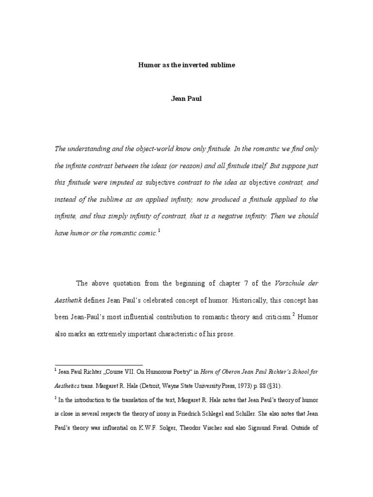 Jean Paul's Inverted Sublime Humor | PDF | Immanuel Kant | Humour