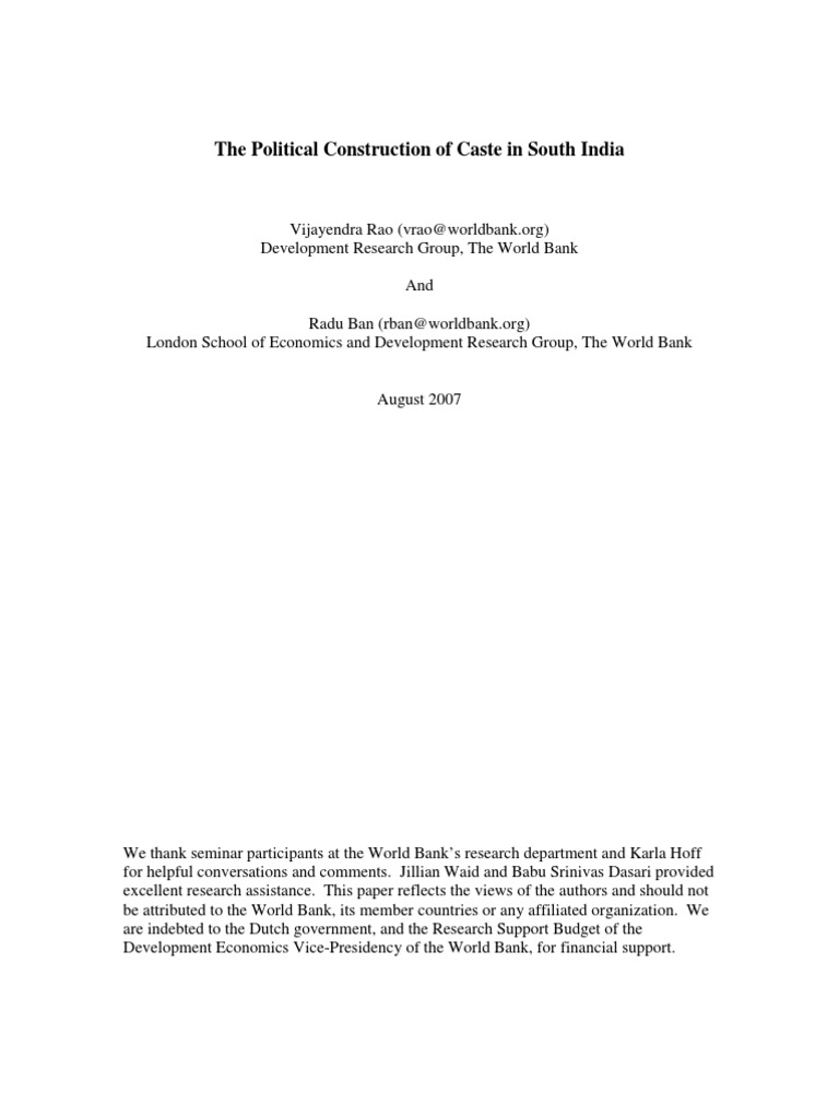Political Dynamics of Caste in India | PDF | Development Economics ...