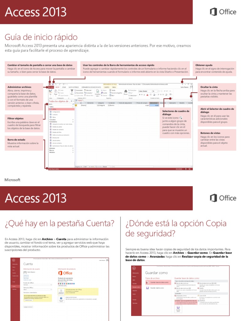 Guía rápida de Microsoft Access 2013 | PDF | Archivo de computadora ...