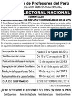 Comunicado 14/07/2013: Elecciones Del Decano Nacional Del Colegio de Profesores Del Perú.