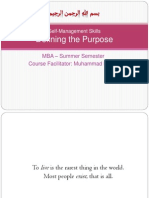 Defining The Purpose: MBA - Summer Semester Course Facilitator: Muhammad Faisal
