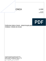 L5202 - Coliformes totais e fecais – Determinação pela técnica de tubos múltiplos - Método de ensaio