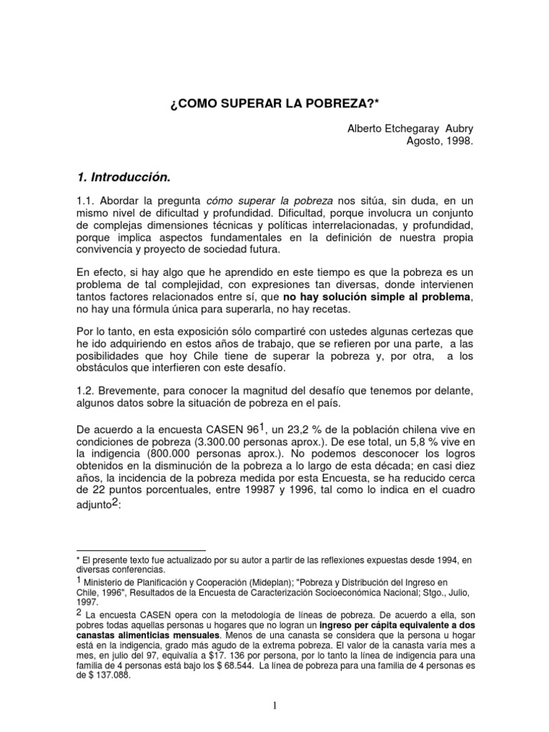 Como Superar La Pobreza Etchegaray | PDF | Pobreza | Pobreza e indigencia