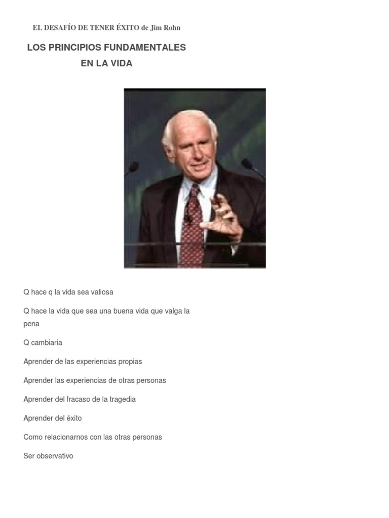 15 Claves para el Éxito de Jim Rohn | PDF | Desarrollo personal ...