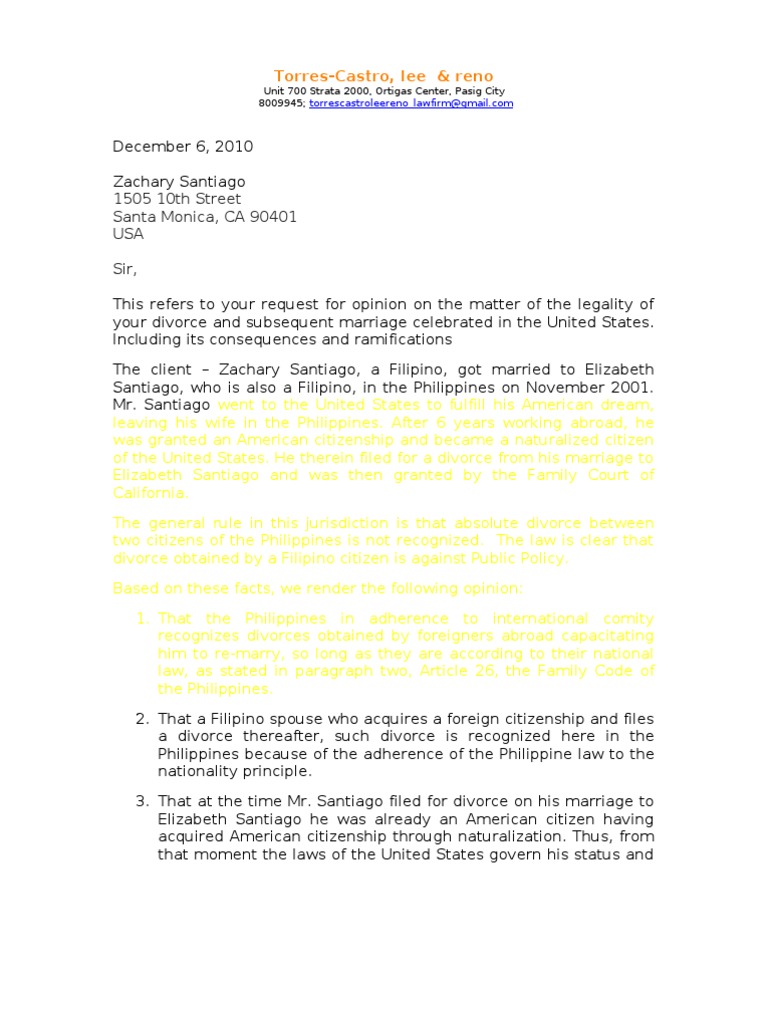sample legal opinion