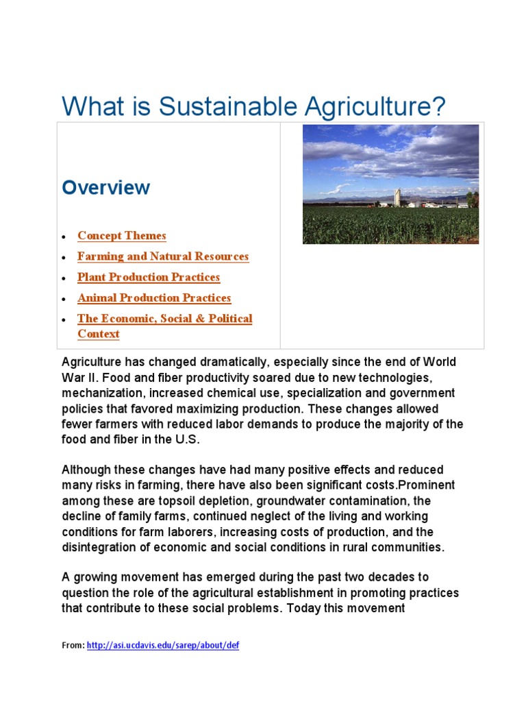 Understanding Sustainable Agriculture | PDF | Sustainable Agriculture ...
