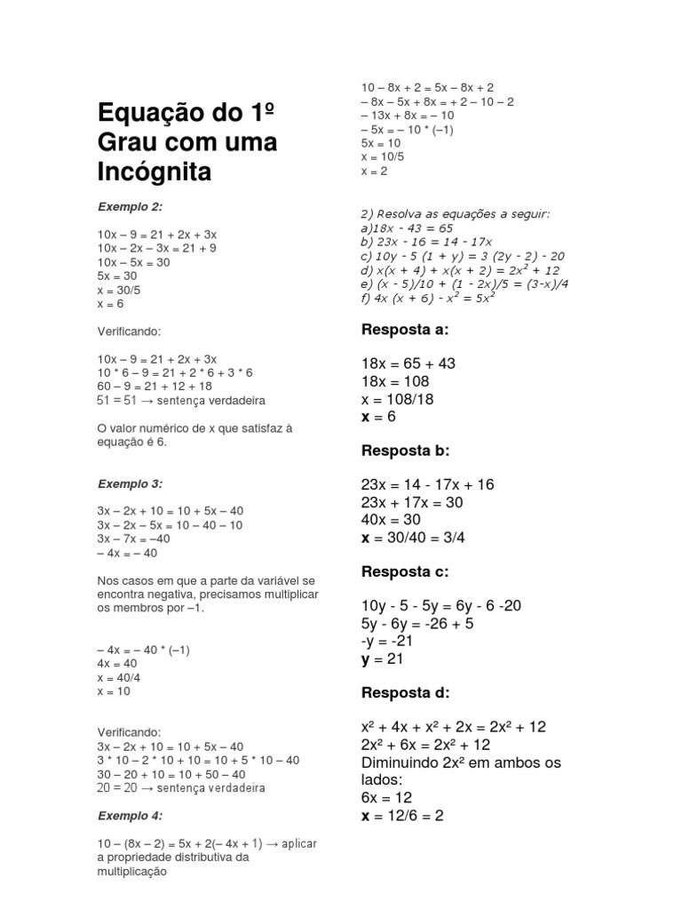 Equação do Primeiro Grau: Descobrindo o Mundo das Incógnitas