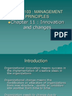 Bbpp1103: Management Principles: Chapter 11: Innovation and Changes
