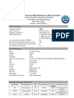 Application Form For PHD Admission in Csir Laboratories