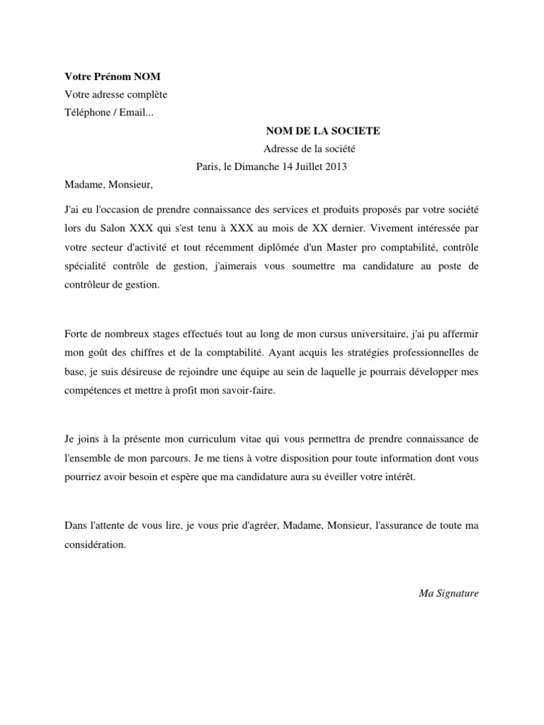 lettre de motivation
