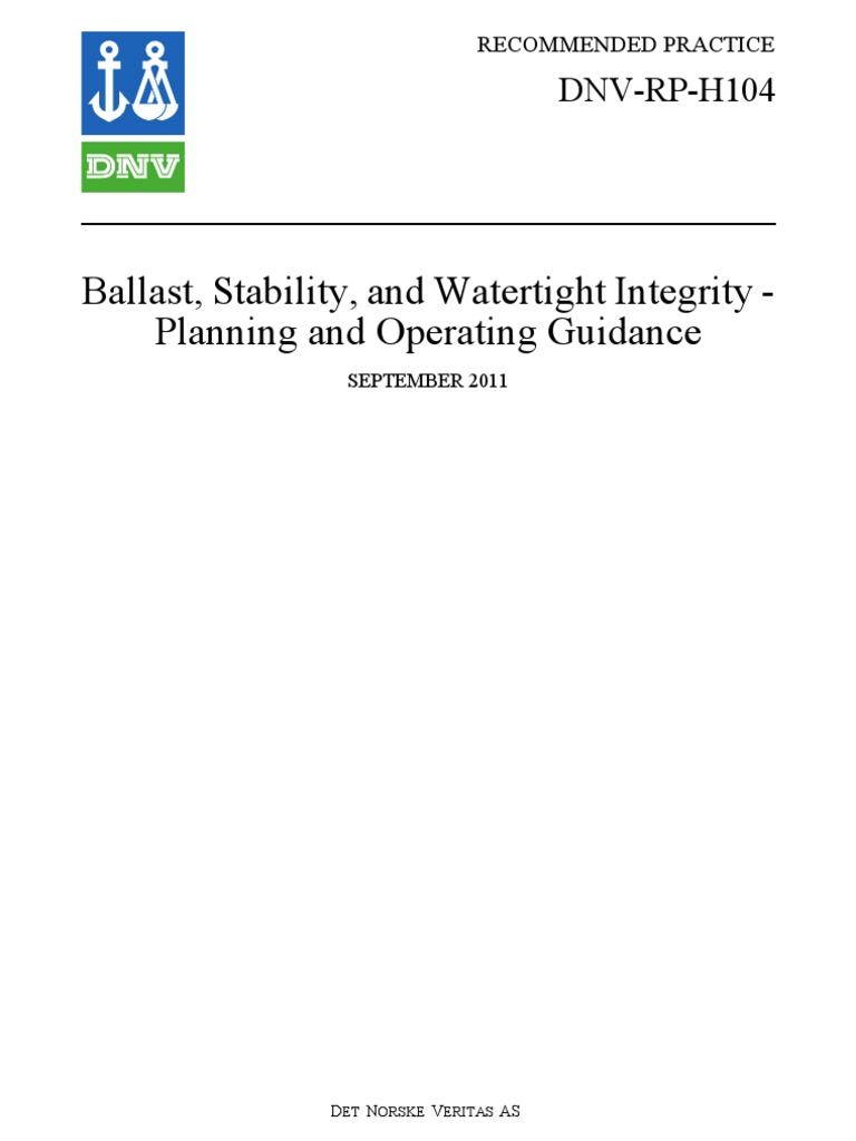 Ballast, Stability, And Watertight Integrity - Planning  Ballast, Stability, And Watertight Integrity - Planning