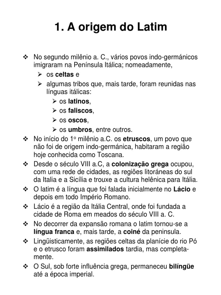 Origem Do Latim Latim Sílaba