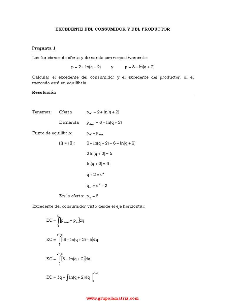 Excedente Del Consumidor Productor