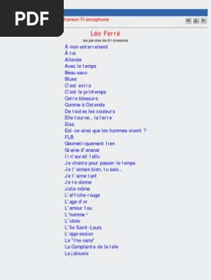 Les Paroles Des Chansons De Leo Ferre 81 Textes Disponibles Paroles Net Paris Nature