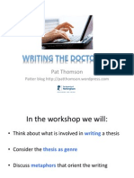 UWE Summer sessions - writing the Doctorate