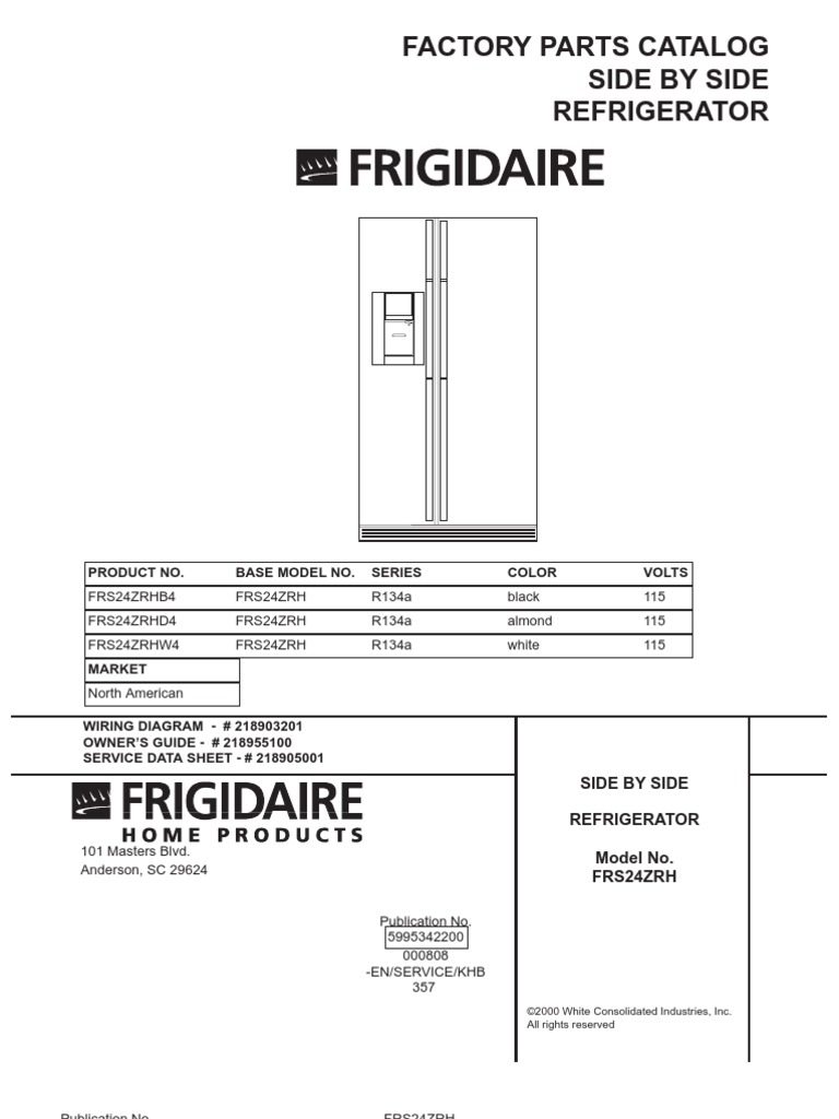 Frigidaire Manual Electrical Connector Refrigerator