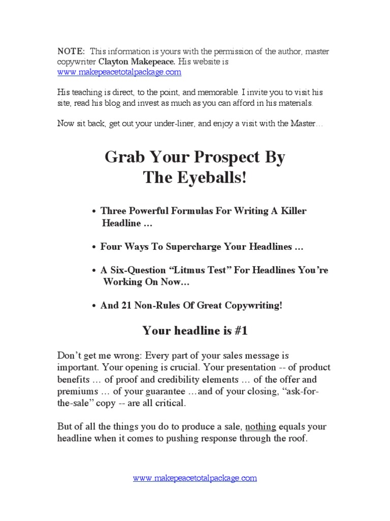 Makepeace Copy Tips | PDF | Mail | Direct Marketing