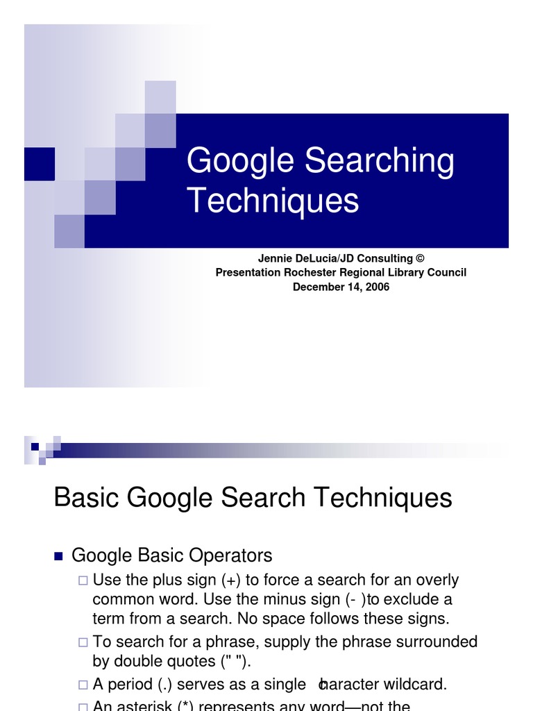 Google Searching Techniques | PDF | Career & Growth