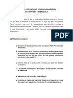 Ventajas y Desventajas de La Nacionalización Del Petróleo en Venezuela