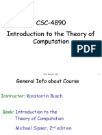 CSC-4890 Introduction To The Theory of Computation: Prof. Busch - LSU 1