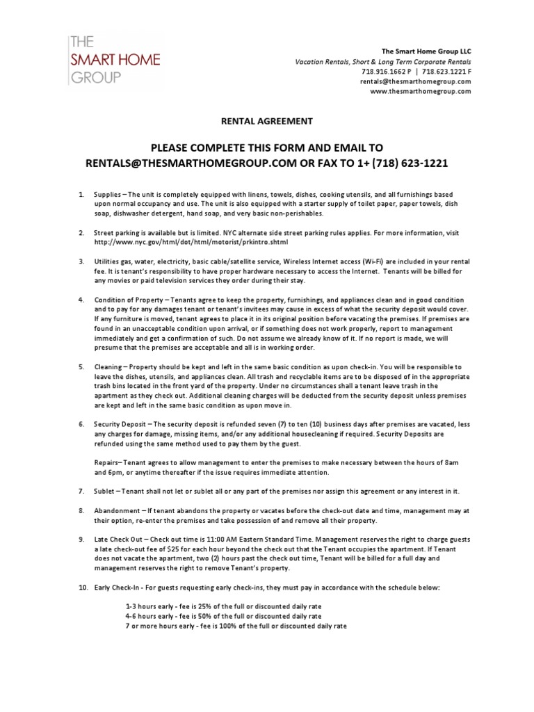 Rental Agreement and House Rules Leasehold Estate Lease