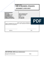 Btec HND in Business (Finance) : Assignment Cover Sheet