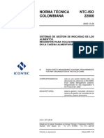 110845239 NTC ISO 22000 Sistema de Gestion de La Inocuidad Requisitos Version 2005