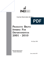 INEI - PBI Por Departamentos 2001-2010