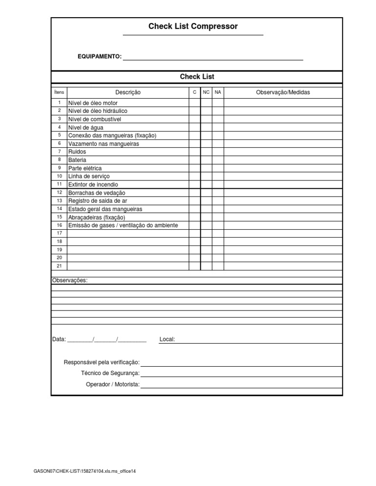 Check List Compressor | PDF