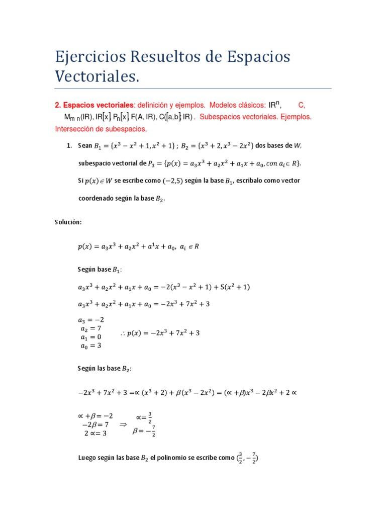 Espacios Vectoriales 1 Pdf Base álgebra Lineal Espacio Vectorial