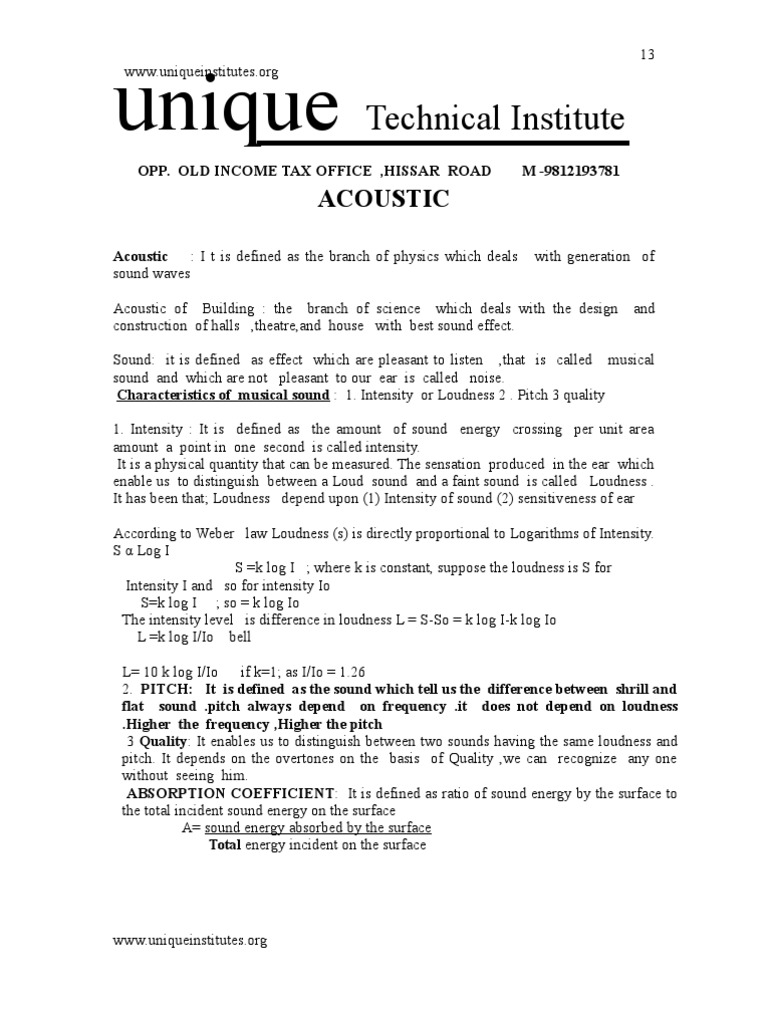 Acoustic 1 | PDF | Sound | Ultrasound