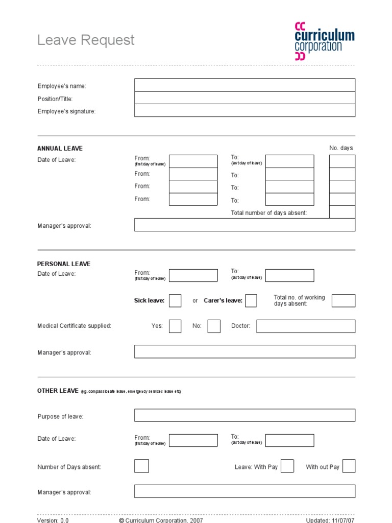 Leave Request Form | PDF