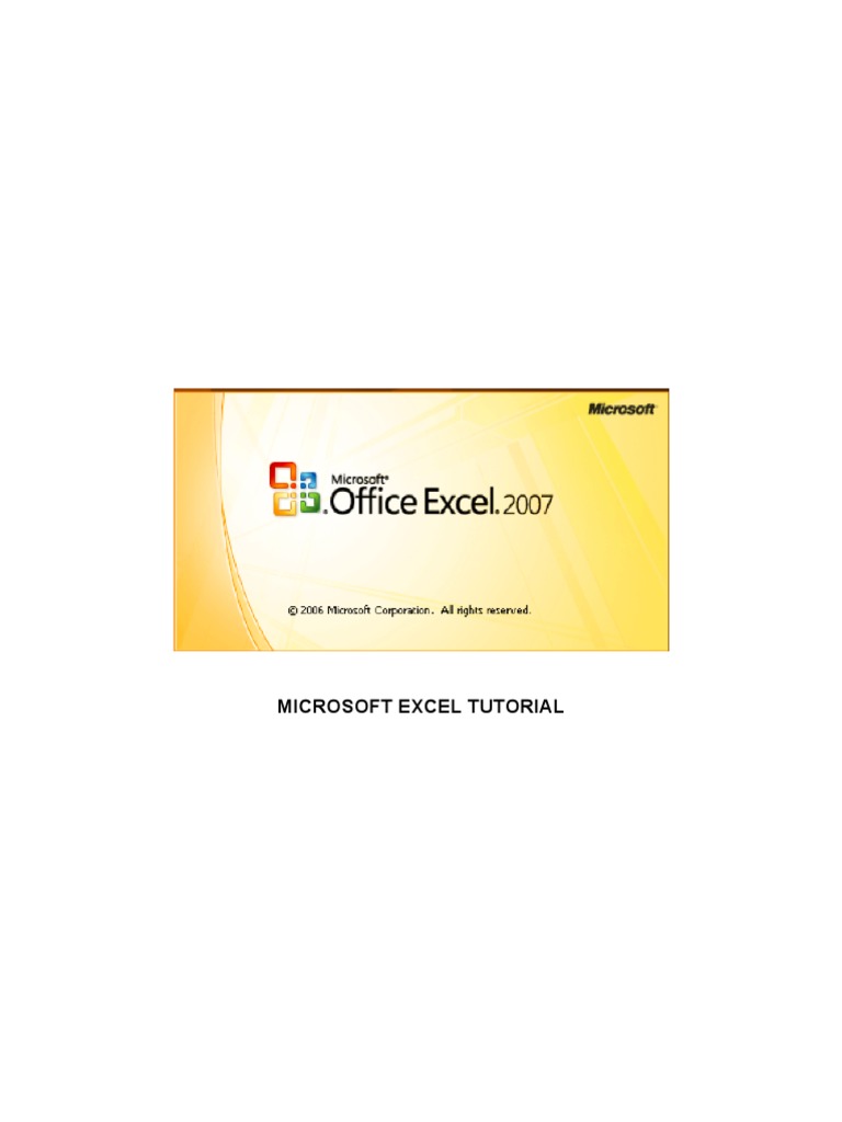 microsoft excel 2007 tutorial pdf