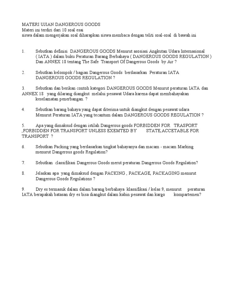 DANGEROUS GOODS EXAM REVIEW PDF