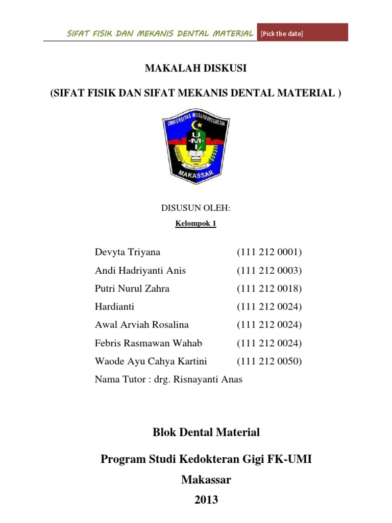 SIFAT-SIFAT MATERIAL KEDOKTERAN GIGI