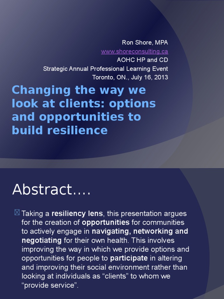 Building Resilience in Communities | PDF