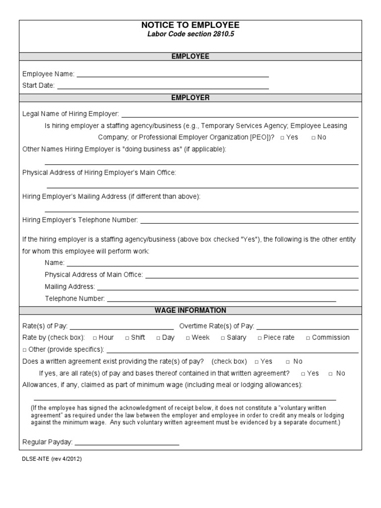 Labor code 2810 5 notice pdf wage employment agency