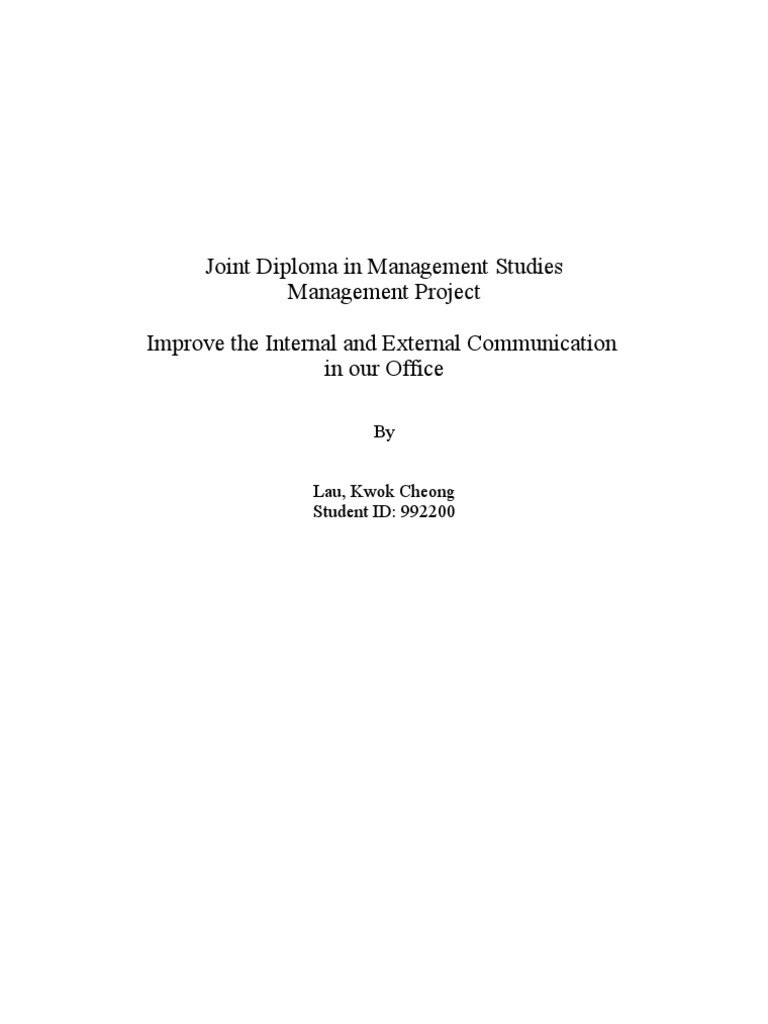 Management Project Improve Internal And External