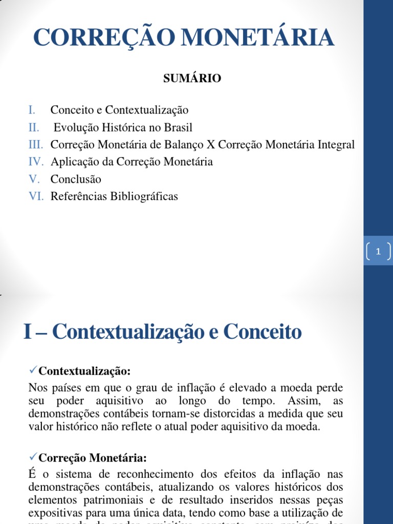 Entendendo a Correção Monetária | PDF | Contabilidade de inflação ...